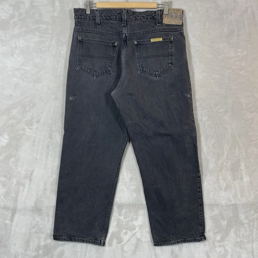 Vtg PRSN BLU Prison Blues Black Jeans Mens 36 (fit 35x27) Faded 90s USA Made